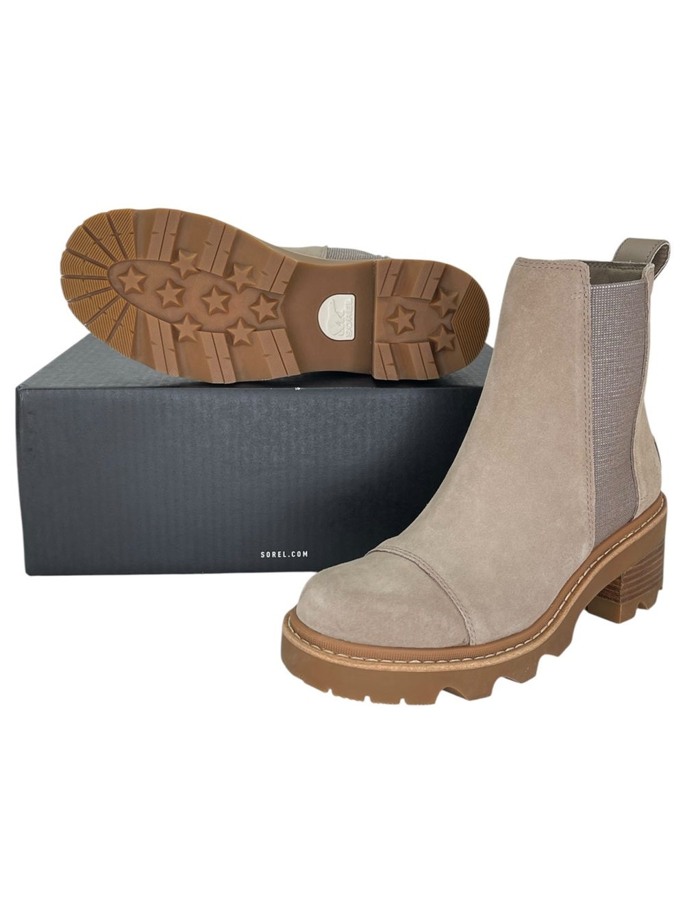 Sorel Joan Now Taupe Suede Waterproof Womens Chelsea Ankle Boots Size 8.5M - Picture 10 of 11